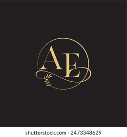 wedding monogram design circle and organic style AE luxury concept letter