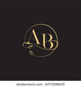 wedding monogram design circle and organic style AB luxury concept letter