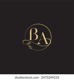 wedding monogram design circle and organic style BA luxury concept letter