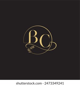 wedding monogram design circle and organic style BC luxury concept letter