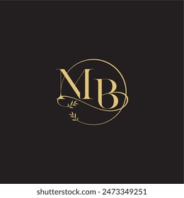 wedding monogram design circle and organic style MB luxury concept letter