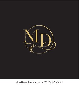 wedding monogram design circle and organic style MD luxury concept letter