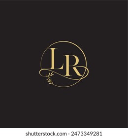 wedding monogram design circle and organic style LR luxury concept letter