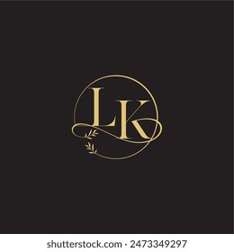wedding monogram design circle and organic style LK luxury concept letter