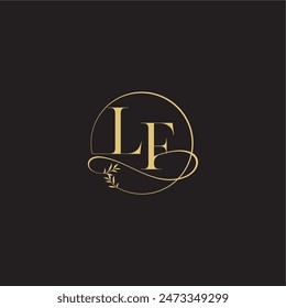 wedding monogram design circle and organic style LF luxury concept letter