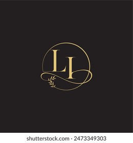 círculo de diseño de monograma de boda y estilo orgánico LI carta de concepto de lujo