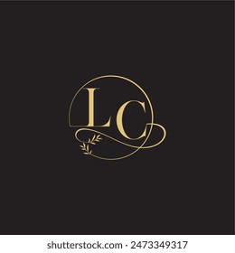 wedding monogram design circle and organic style LC luxury concept letter