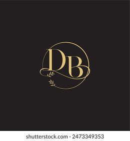 Diseño de monograma de boda círculo y estilo orgánico DB carta de concepto de lujo