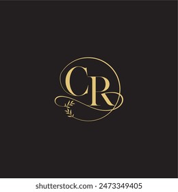 wedding monogram design circle and organic style CR luxury concept letter