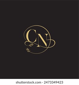wedding monogram design circle and organic style CN luxury concept letter