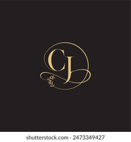 wedding monogram design circle and organic style CJ luxury concept letter