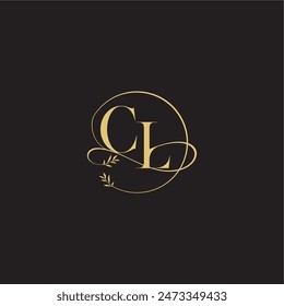 wedding monogram design circle and organic style CL luxury concept letter