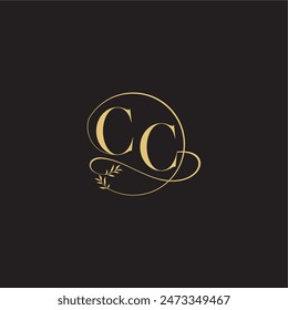 wedding monogram design circle and organic style CC luxury concept letter