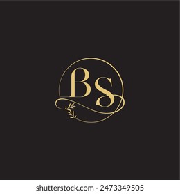 wedding monogram design circle and organic style BS luxury concept letter