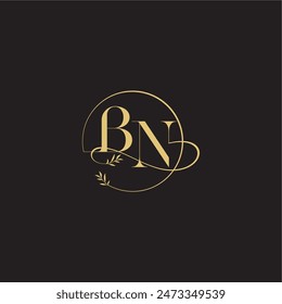 wedding monogram design circle and organic style BN luxury concept letter