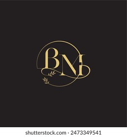 wedding monogram design circle and organic style BM luxury concept letter
