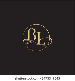 wedding monogram design circle and organic style BL luxury concept letter