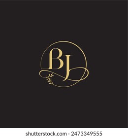 wedding monogram design circle and organic style BJ luxury concept letter