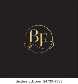 wedding monogram design circle and organic style BF luxury concept letter