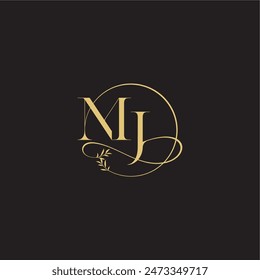 wedding monogram design circle and organic style MJ luxury concept letter