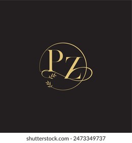 wedding monogram design circle and organic style PZ luxury concept letter