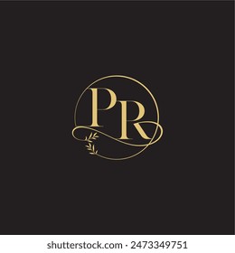 wedding monogram design circle and organic style PR luxury concept letter