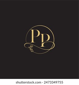 wedding monogram design circle and organic style PP luxury concept letter