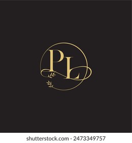 wedding monogram design circle and organic style PL luxury concept letter