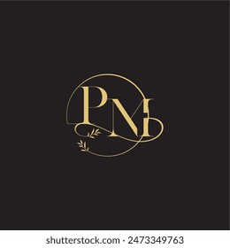 wedding monogram design circle and organic style PM luxury concept letter