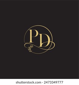 wedding monogram design circle and organic style PD luxury concept letter