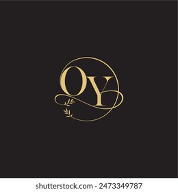 wedding monogram design circle and organic style OY luxury concept letter