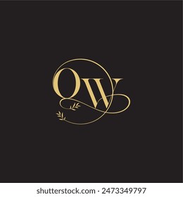 wedding monogram design circle and organic style OW luxury concept letter