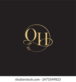 wedding monogram design circle and organic style OH luxury concept letter