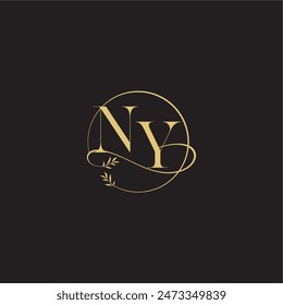 wedding monogram design circle and organic style NY luxury concept letter