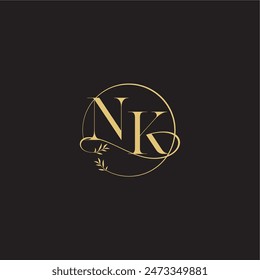 wedding monogram design circle and organic style NK luxury concept letter