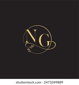 wedding monogram design circle and organic style NG luxury concept letter