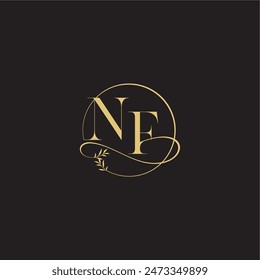 wedding monogram design circle and organic style NF luxury concept letter