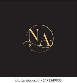 wedding monogram design circle and organic style NA luxury concept letter