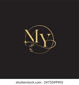 wedding monogram design circle and organic style MY luxury concept letter