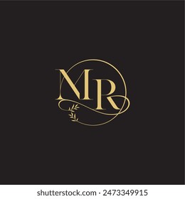 wedding monogram design circle and organic style MR luxury concept letter