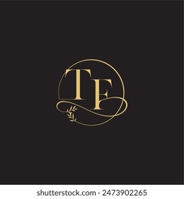 wedding monogram design circle and organic style TF luxury concept letter