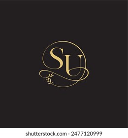 wedding monogram design circle and organic style SU luxury concept letter