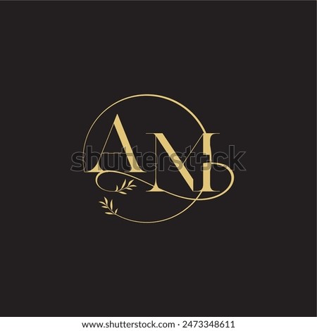 wedding monogram design circle and organic style AM luxury concept letter