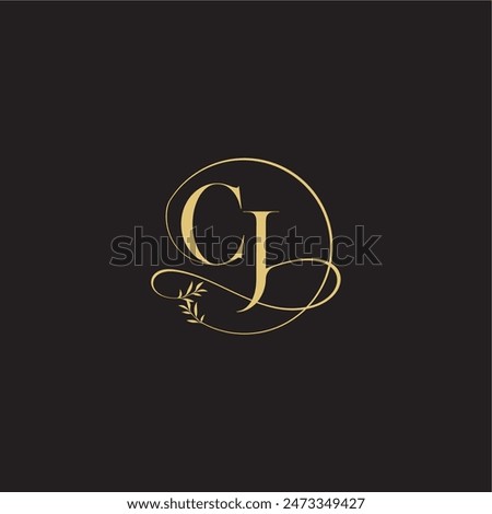 wedding monogram design circle and organic style CJ luxury concept letter