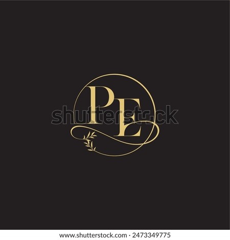 wedding monogram design circle and organic style PE luxury concept letter