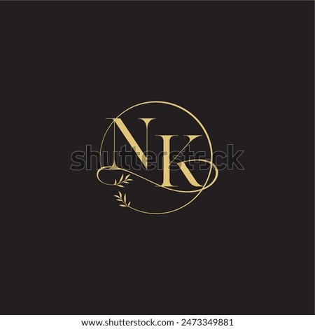 wedding monogram design circle and organic style NK luxury concept letter