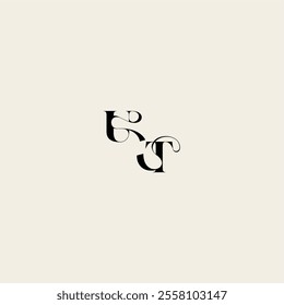 wedding monogram elegant TU bold and hairline initial letter fancy curve logo