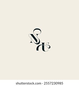 wedding monogram elegant UN bold and hairline initial letter fancy curve logo