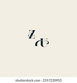 wedding monogram elegant UZ bold and hairline initial letter fancy curve logo