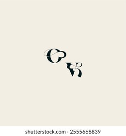 wedding monogram elegant VO bold and hairline initial letter fancy curve logo